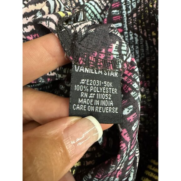 Vanilla Star Boho Tribal Print Wide Leg Pants Size L Drawstring Waist - Picture 10 of 11